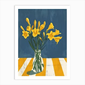 Freesia Flowers On A Table   Contemporary Illustration 4 Art Print