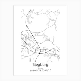 Siegburg,Germany Minimalist Map Art Print