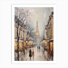 Vintage Winter Painting Paris France 1 Art Print