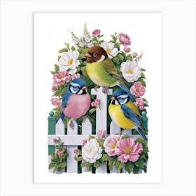 Birds On A Fence Art Print