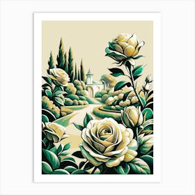 Roses In The Garden 3 Art Print