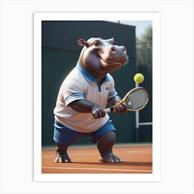 Hippo Tennis Art Print