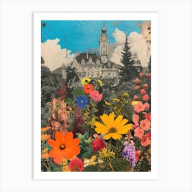 Vienna   Floral Retro Collage Style 1 Art Print