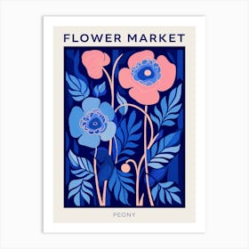 Blue Flower Market Poster Peony 3 Art Print