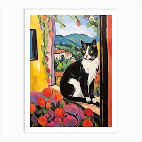 Painting Of A Cat In Montalcino Italy 2 Art Print