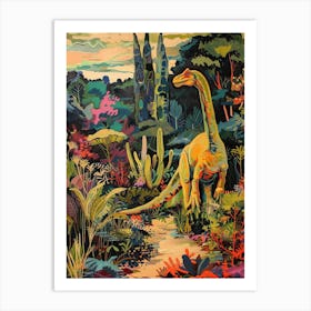 Colourful Dinosaur In The Wild Painting 5 Art Print