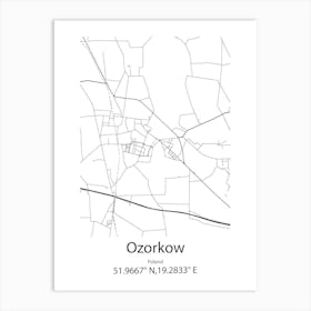 Ozorkow,Poland Minimalist Map Art Print