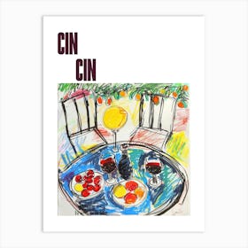 Cin Cin Poster Wine Lunch Matisse Style 5 Art Print