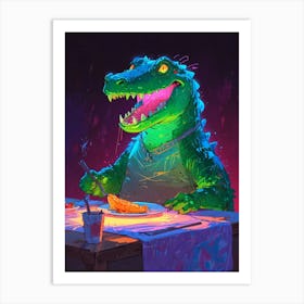 Alligator At The Table 3 Art Print