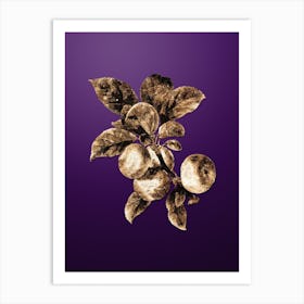 Gold Botanical Apple on Royal Purple n.0749 Art Print