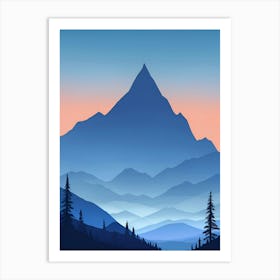 Misty Mountains Vertical Composition In Blue Tone 153 Art Print