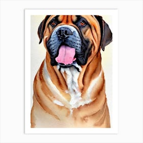 Bullmastiff Watercolour Dog Art Print