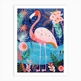 Flamingo at night Matisse Inspired Art Print