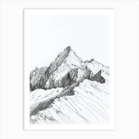 Makalu Nepalchina Line Drawing 1 Art Print