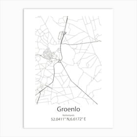 Groenlo,Netherlands Minimalist Map Art Print