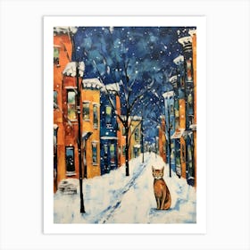 Cat In The Streets Of Chicago   Usa With Snow 1 Art Print