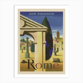 Air France Vintage Rome Travel Poster Art Print
