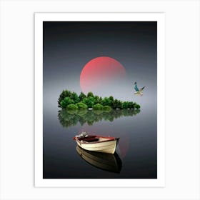 Boat On A Lake Art Print