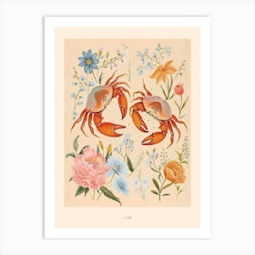 Folksy Floral Animal Drawing Cab 2 Poster Art Print