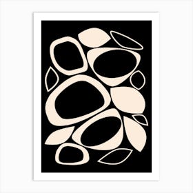 Mid Century Modern Abstract 8 Ivory and Black Art Print