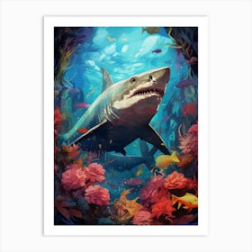Shark Underwater Art Print