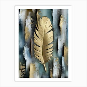 Gold Feather Canvas Print Art Print