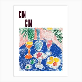 Cin Cin Poster Wine Lunch Matisse Style 9 Art Print