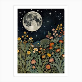 Moonlight In The Meadow Style William Morris 2 Art Print 2 Art Print