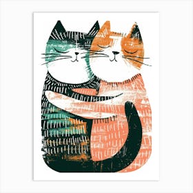 Two Cats Hugging 7 Art Print