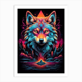 Psychedelic Wolf 2 Art Print