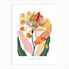 Colourful Flower Illustration Poster Peacock Flower 3 Art Print