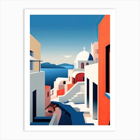 Santorini, Greece, Bold Outlines 2 Art Print