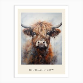 Brushstroke Portrait Of Highland Cow Poster 1 Art Print