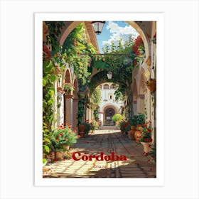 Cordoba Spain Vibrant Digital Travel Art Art Print