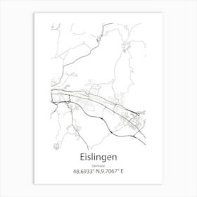 Eislingen,Germany Minimalist Map Art Print