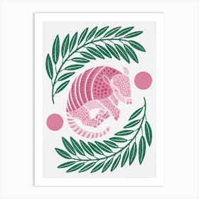 Armadillo   Pink And Green Art Print