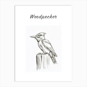 B&W Woodpecker Poster Art Print