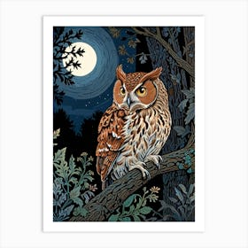 William Morris Owl At Night Art Print