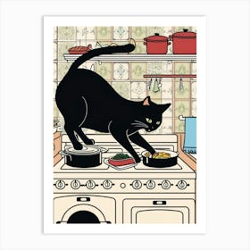 Cat On Stove Art Print