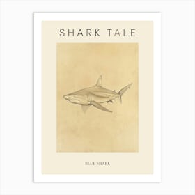 Blue Shark Vintage Illustration 3 Poster Art Print