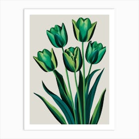 Green Tulips Art Print