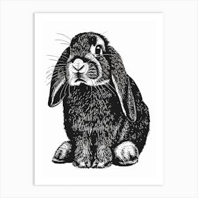 French Lop Blockprint Rabbit Illustration 4 Art Print