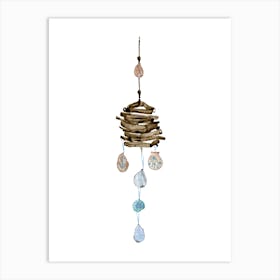 Decorative Beach Wood and Shell Hanging Art Print