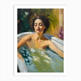 Woman Nude In A Bath Art Print
