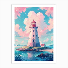 Pastel sky Lighthouse Art Print