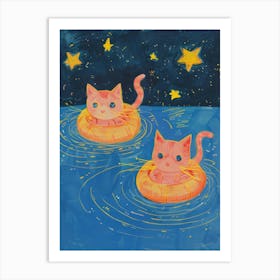 Cats In The Pool Art Print