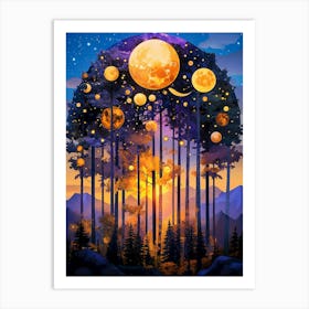 Moon In The Forest Art Print