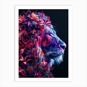 Lion With Flowers 8 Art Print