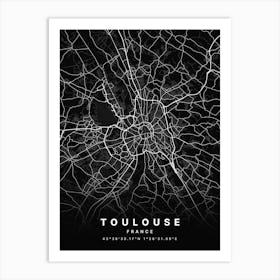 Toulouse France Black Map Art Print