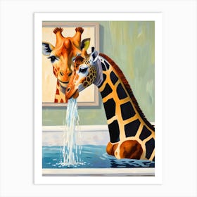 Giraffes In The Bath Art Print